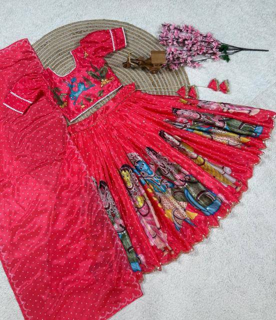 Trending Kalam Kari Kids Red Lahenga Indian clothing distributors